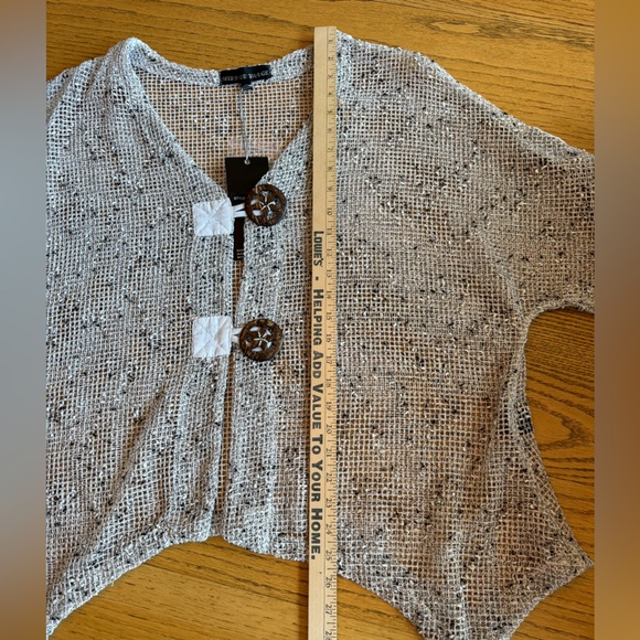 Mirror Image Women’s 1X Gypsy Boho Hippie Open Front Open Weave Sweater Cardigan - Picture 8 of 10